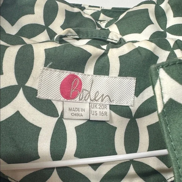 Boden Suki Waterproof green and white geometric patterned hooded XL jacket - Picture 5 of 8